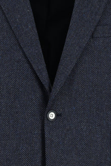 Koyu Lacivert 7 Drop Slim Fit Dar Kesim Desenli Yünlü Ceket-Abdullah Ki??l?