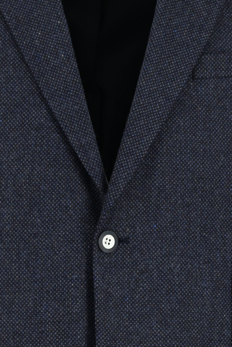 Koyu Lacivert Slim Fit Dar Kesim Desenli Yünlü Ceket