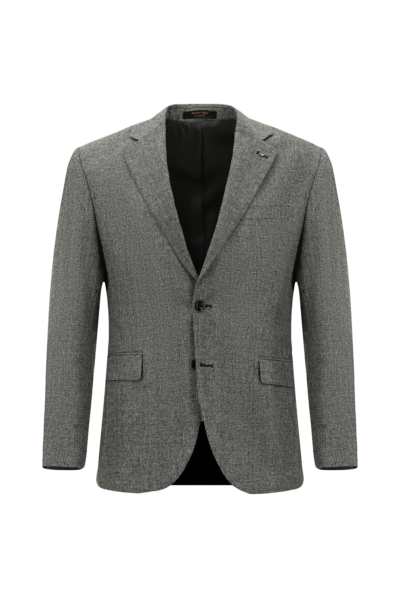 Açık Füme Muscle Fit Desenli Yünlü Klasik Ceket