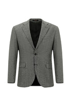 Açık Füme Muscle Fit Desenli Yünlü Klasik Ceket