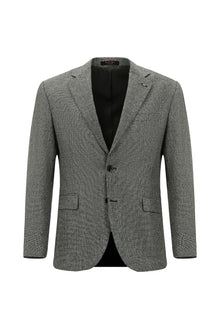 Açık Füme Muscle Fit Desenli Yünlü Klasik Ceket