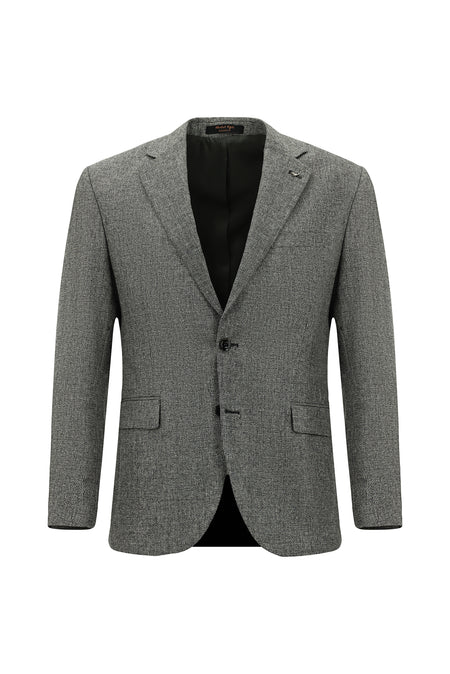 Açık Füme Muscle Fit Desenli Yünlü Klasik Ceket