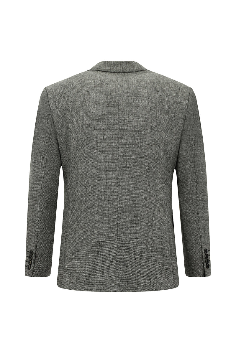 Açık Füme Slim Fit Dar Kesim Desenli Yünlü Klasik Ceket
