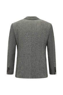 Açık Füme Slim Fit Dar Kesim Desenli Yünlü Klasik Ceket
