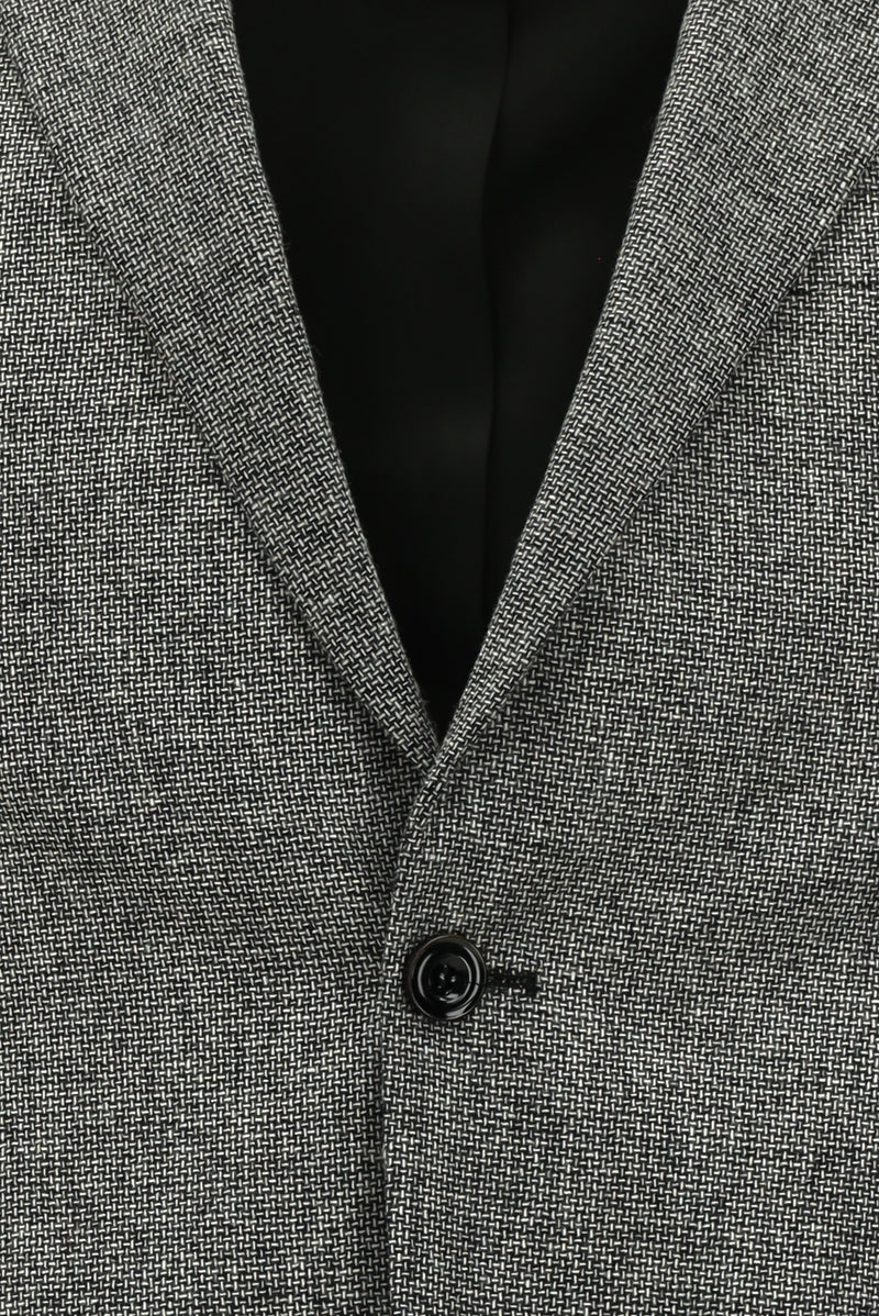 Açık Füme 7 Drop Slim Fit Dar Kesim Desenli Yünlü Klasik Ceket