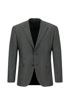 Koyu Füme Slim Fit Dar Kesim Desenli Yünlü Klasik Ceket