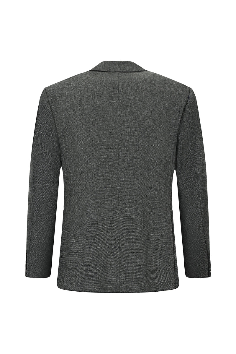 Koyu Füme Slim Fit Dar Kesim Desenli Yünlü Klasik Ceket