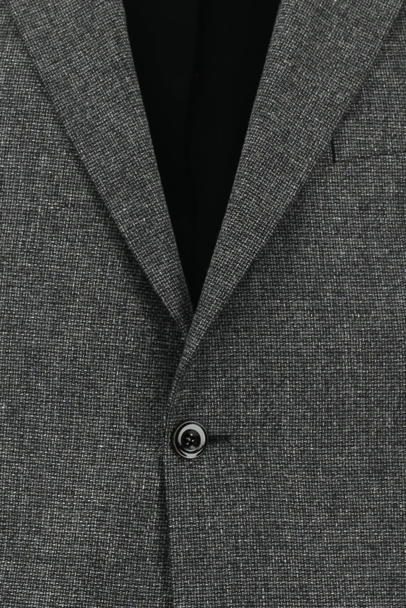 Koyu Füme Slim Fit Dar Kesim Desenli Yünlü Klasik Ceket