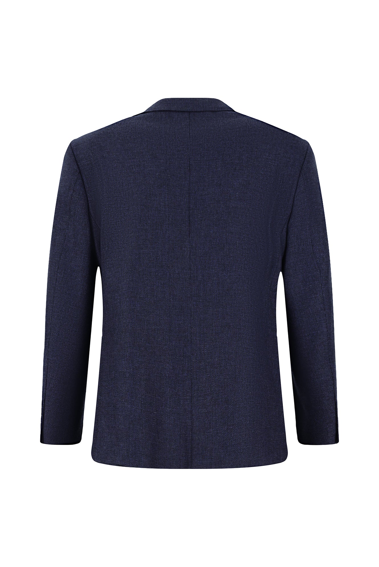 Orta Lacivert Slim Fit Dar Kesim Yünlü Klasik Desenli Ceket
