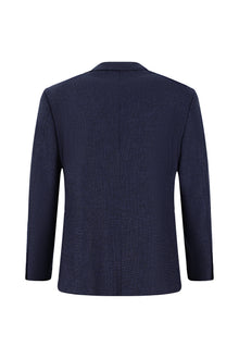 Orta Lacivert Slim Fit Dar Kesim Yünlü Klasik Desenli Ceket