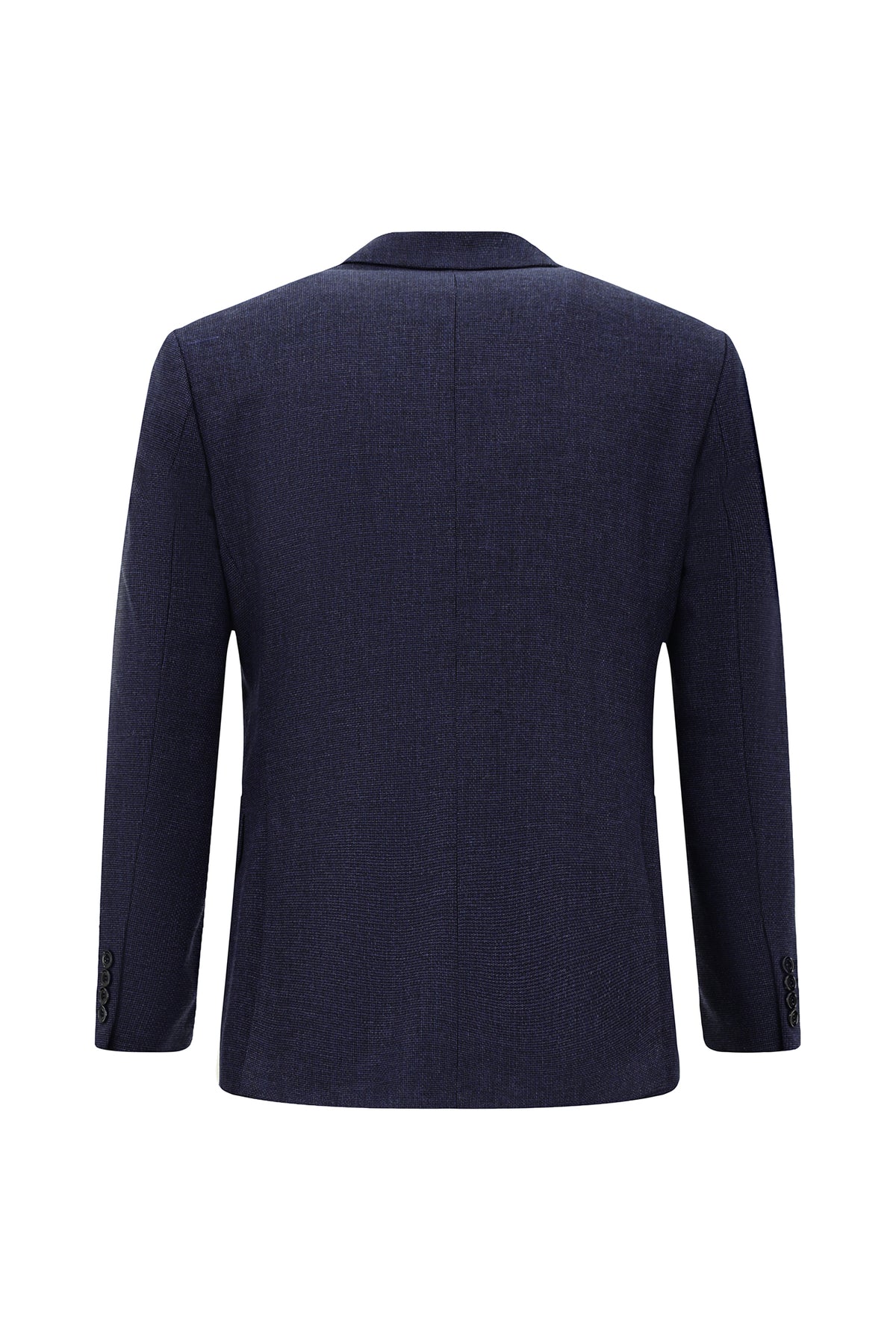 Orta Lacivert 7 Drop Slim Fit Dar Kesim Desenli Yünlü Klasik Ceket