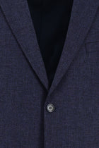 Orta Lacivert Slim Fit Dar Kesim Yünlü Klasik Desenli Ceket