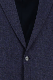 Orta Lacivert Slim Fit Dar Kesim Yünlü Klasik Desenli Ceket