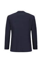 Koyu Lacivert Slim Fit Dar Kesim Desenli Yünlü Klasik Ceket