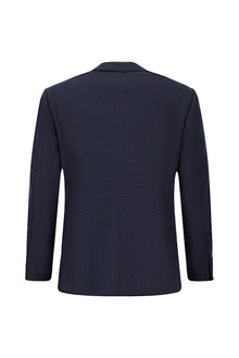 Koyu Lacivert 4 Drop Relaxed Fit Rahat Kesim Desenli Yünlü Klasik Ceket-Abdullah Ki??l?