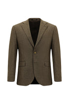 Orta Kahve 7 Drop Slim Fit Dar Kesim Desenli Yünlü Klasik Ceket-Abdullah Ki??l?