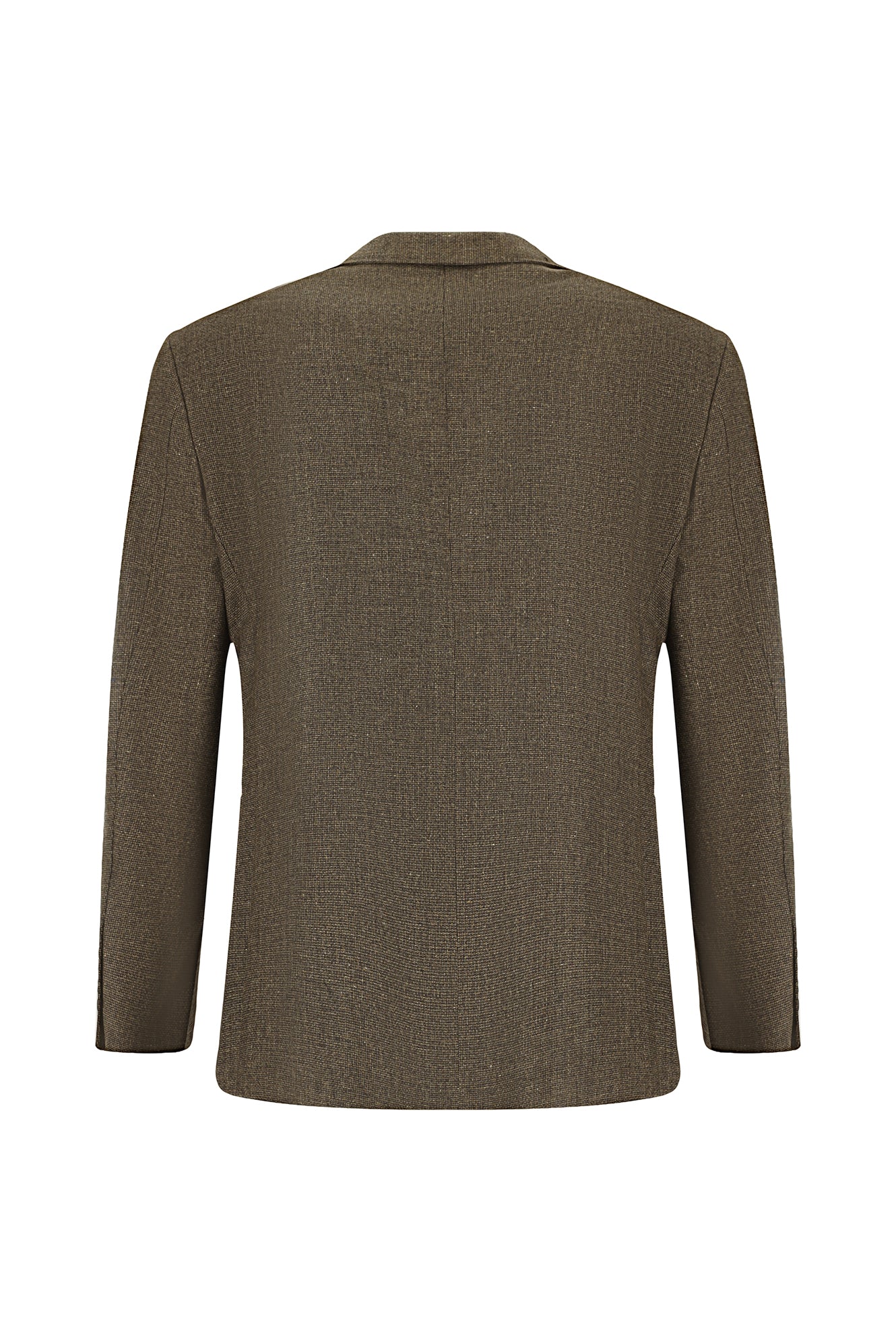 Orta Kahve Slim Fit Dar Kesim Yünlü Klasik Desenli Ceket