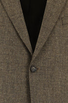 Orta Kahve Slim Fit Dar Kesim Yünlü Klasik Desenli Ceket