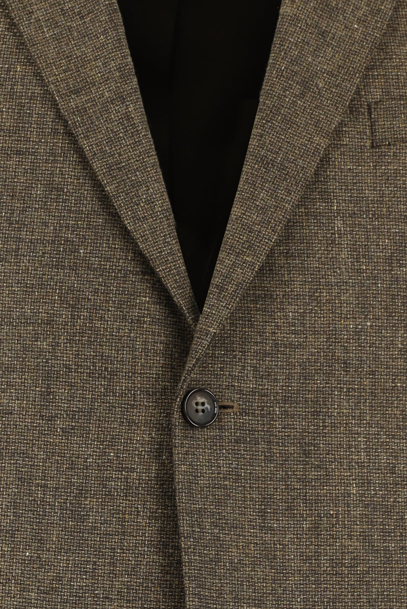 Orta Kahve Slim Fit Dar Kesim Yünlü Klasik Desenli Ceket