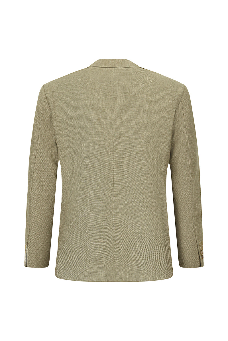 Orta Bej 4 Drop Relaxed Fit Rahat Kesim Desenli Yünlü Klasik Ceket