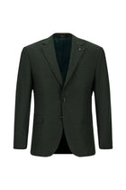 Koyu Yeşil Slim Fit Dar Kesim Desenli Yünlü Klasik Ceket