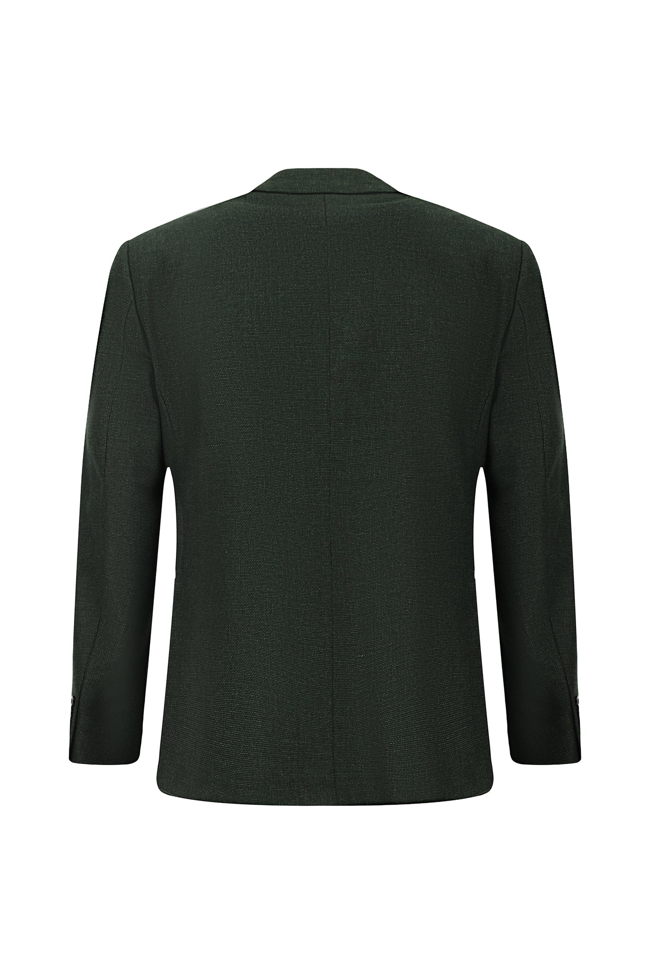Koyu Yeşil Slim Fit Dar Kesim Desenli Yünlü Klasik Ceket