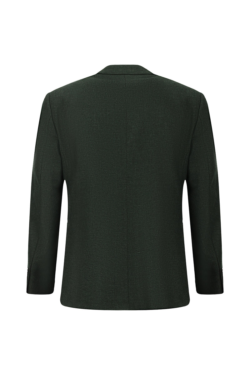 Koyu Yeşil 7 Drop Slim Fit Dar Kesim Desenli Yünlü Klasik Ceket