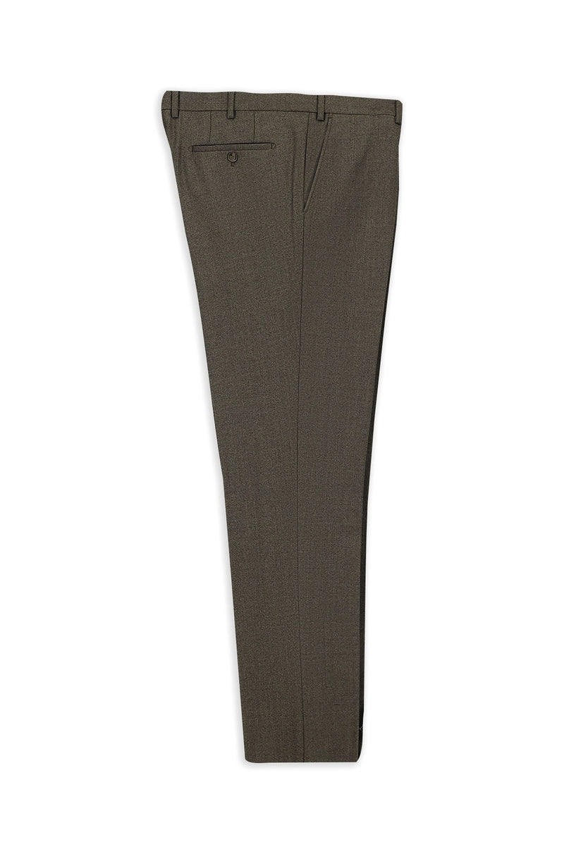 Orta Kahve 6 Drop Regular Fit Standart Kesim Yünlü Flanel Klasik Pantolon-Abdullah Ki??l?