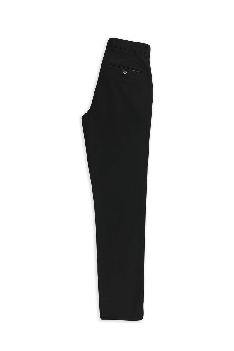 Siyah 4 Drop Relaxed Fit Rahat Kesim Lyocell Karışımlı Yandan Cepli Esnek Kanvas / Chino Pantolon