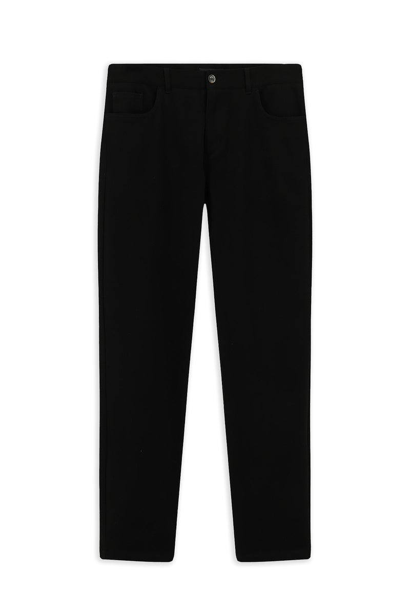 Siyah Regular Fit Lyocell Karışımlı Kanvas / Chino Pantolon