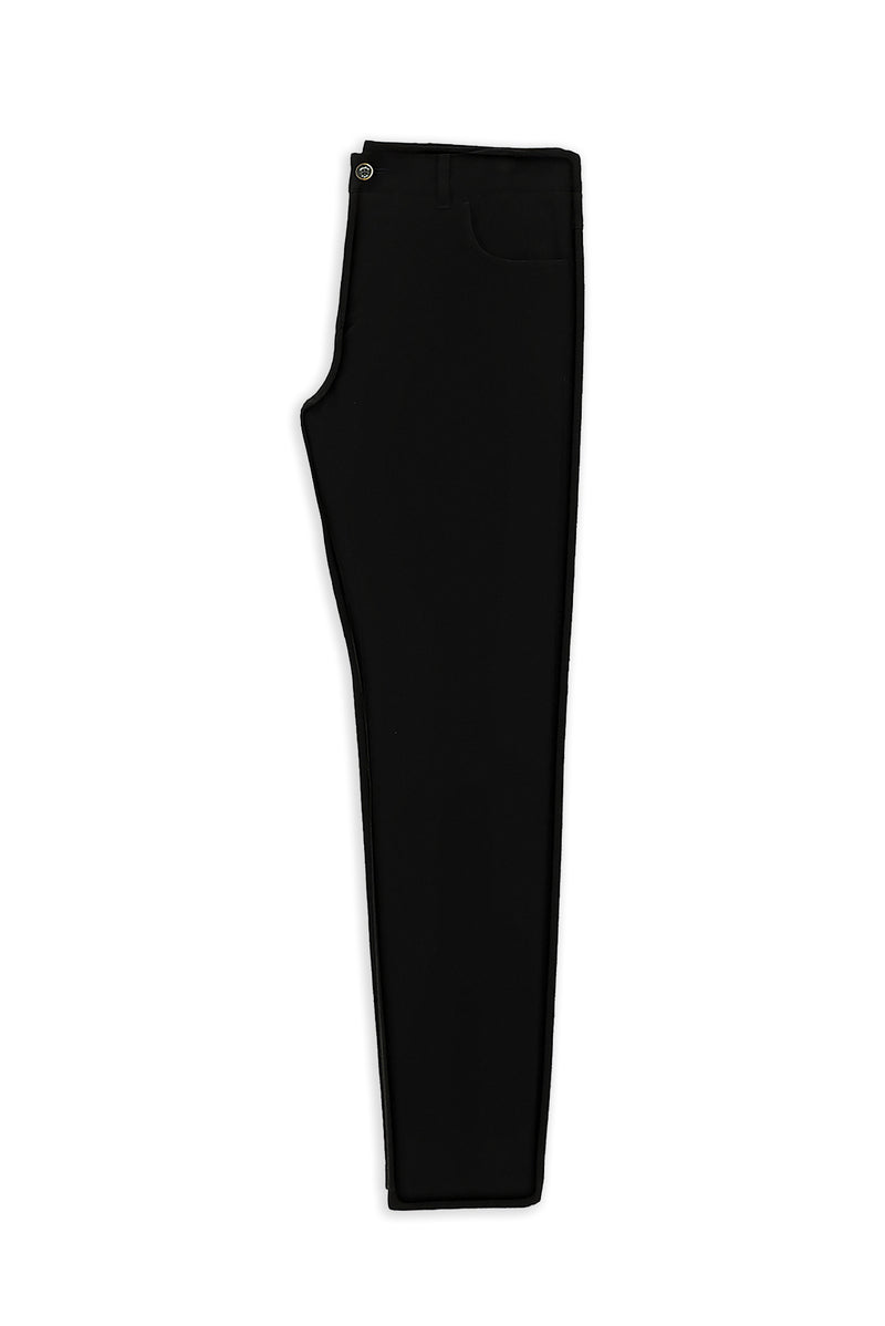 Siyah Regular Fit Lyocell Karışımlı Kanvas / Chino Pantolon
