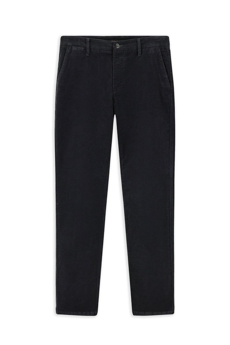 Koyu Lacivert Regular Fit Likralı Kadife Pantolon