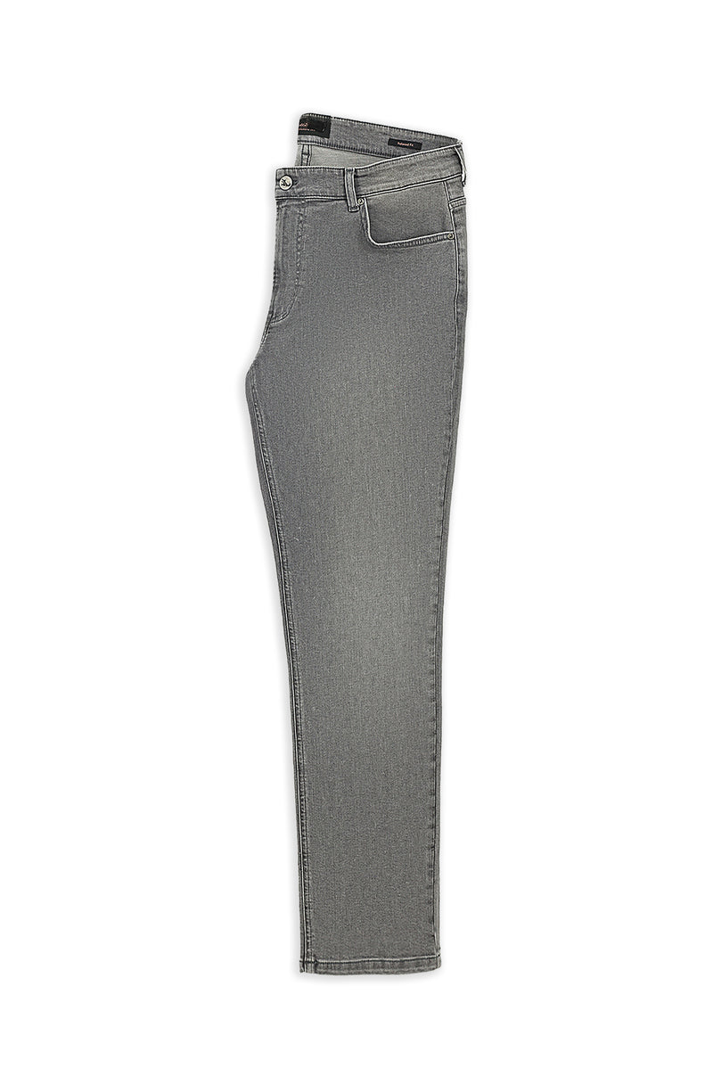 Orta Gri Relaxed Fit Rahat Kesim Likralı Denim Pantolon