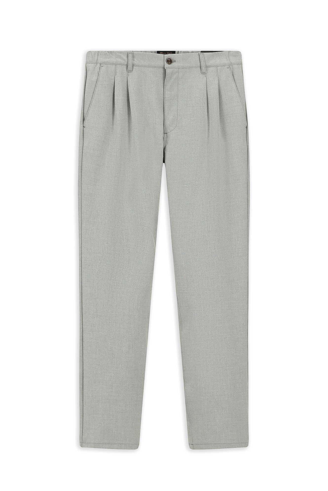 Açık Gri Regular Fit Likralı Pileli Pantolon