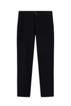 Siyah Regular Fit Likralı Çizgili Kanvas / Chino Pantolon