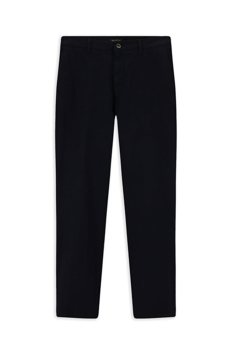 Siyah Regular Fit Likralı Çizgili Kanvas / Chino Pantolon