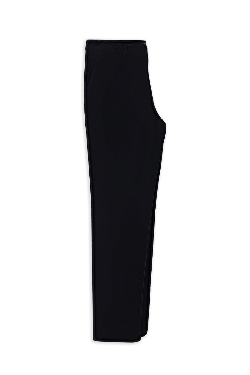 Siyah Regular Fit Likralı Çizgili Kanvas / Chino Pantolon