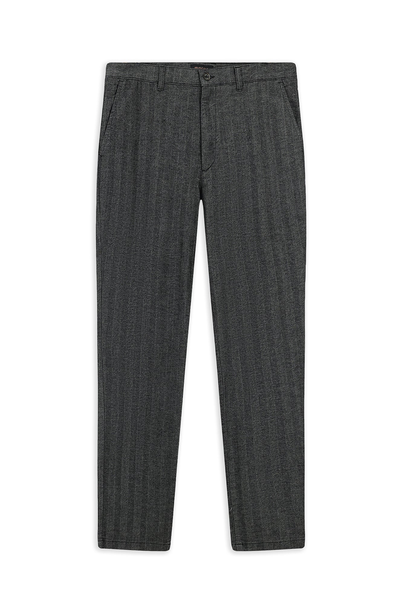 Orta Füme Regular Fit Likralı Çizgili Kanvas / Chino Pantolon