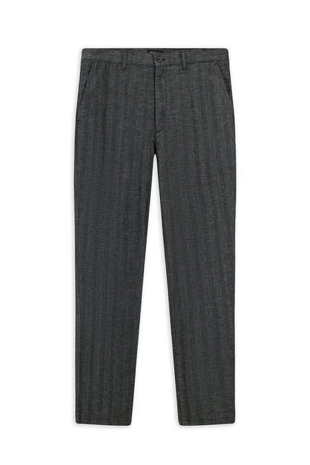 Orta Füme Regular Fit Likralı Çizgili Kanvas / Chino Pantolon