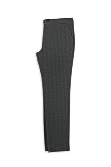 Orta Füme Regular Fit Likralı Çizgili Kanvas / Chino Pantolon