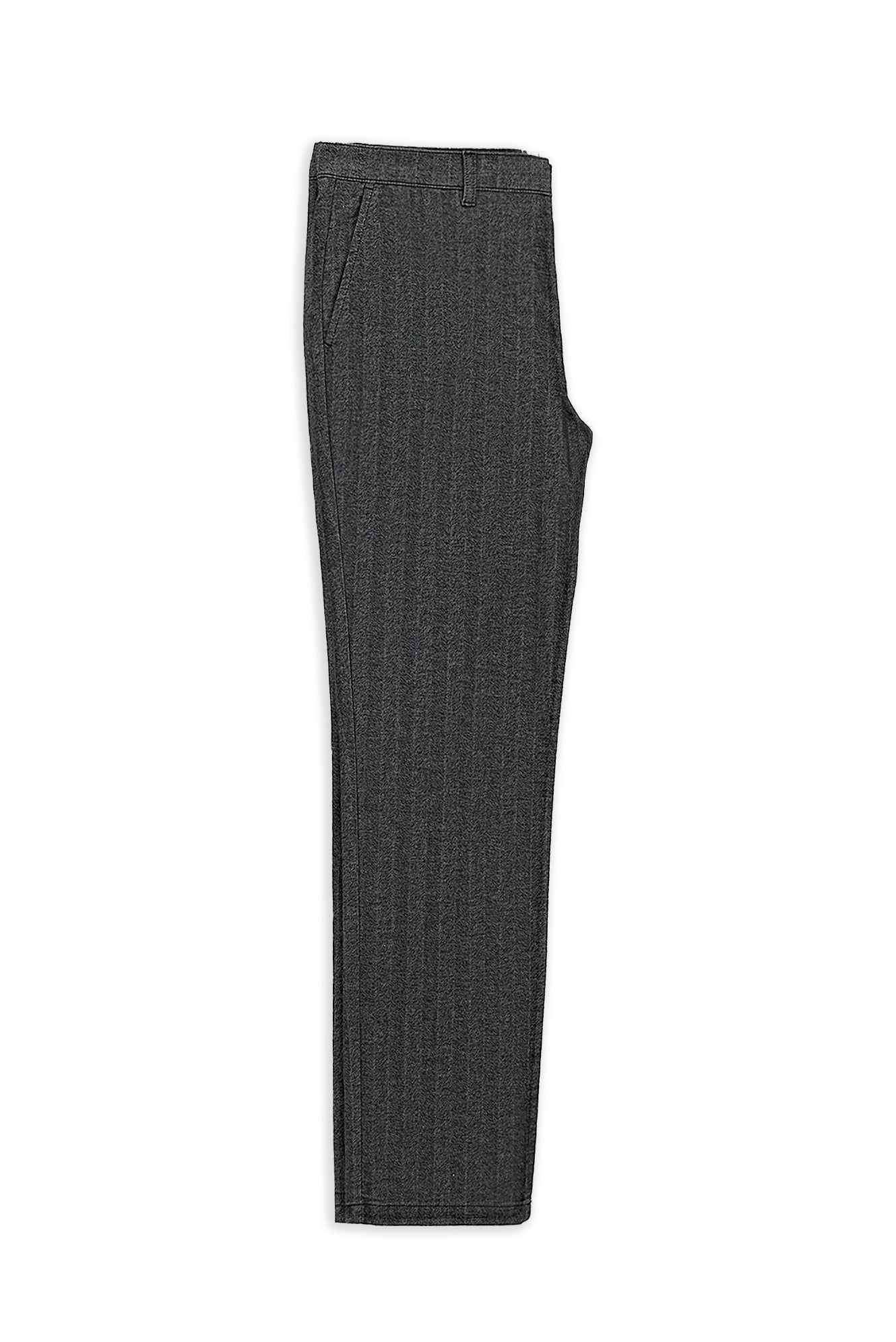 Orta Füme Regular Fit Likralı Çizgili Kanvas / Chino Pantolon