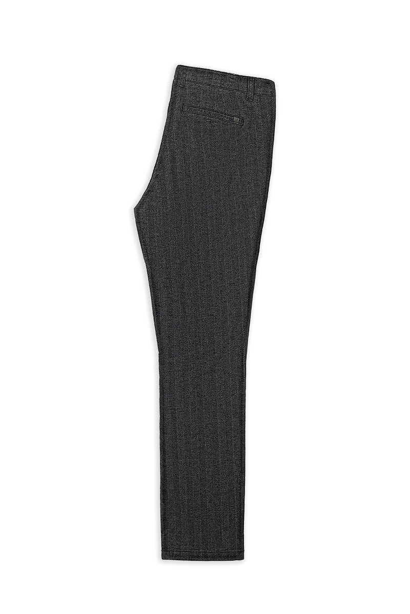 Orta Füme Regular Fit Likralı Çizgili Kanvas / Chino Pantolon