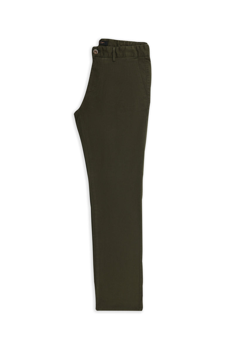 Orta Haki Regular Fit Likralı Kanvas / Chino Pantolon