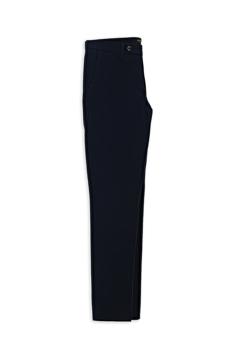 Koyu Lacivert Regular Fit Lyocell Karışımlı Kanvas / Chino Pantolon