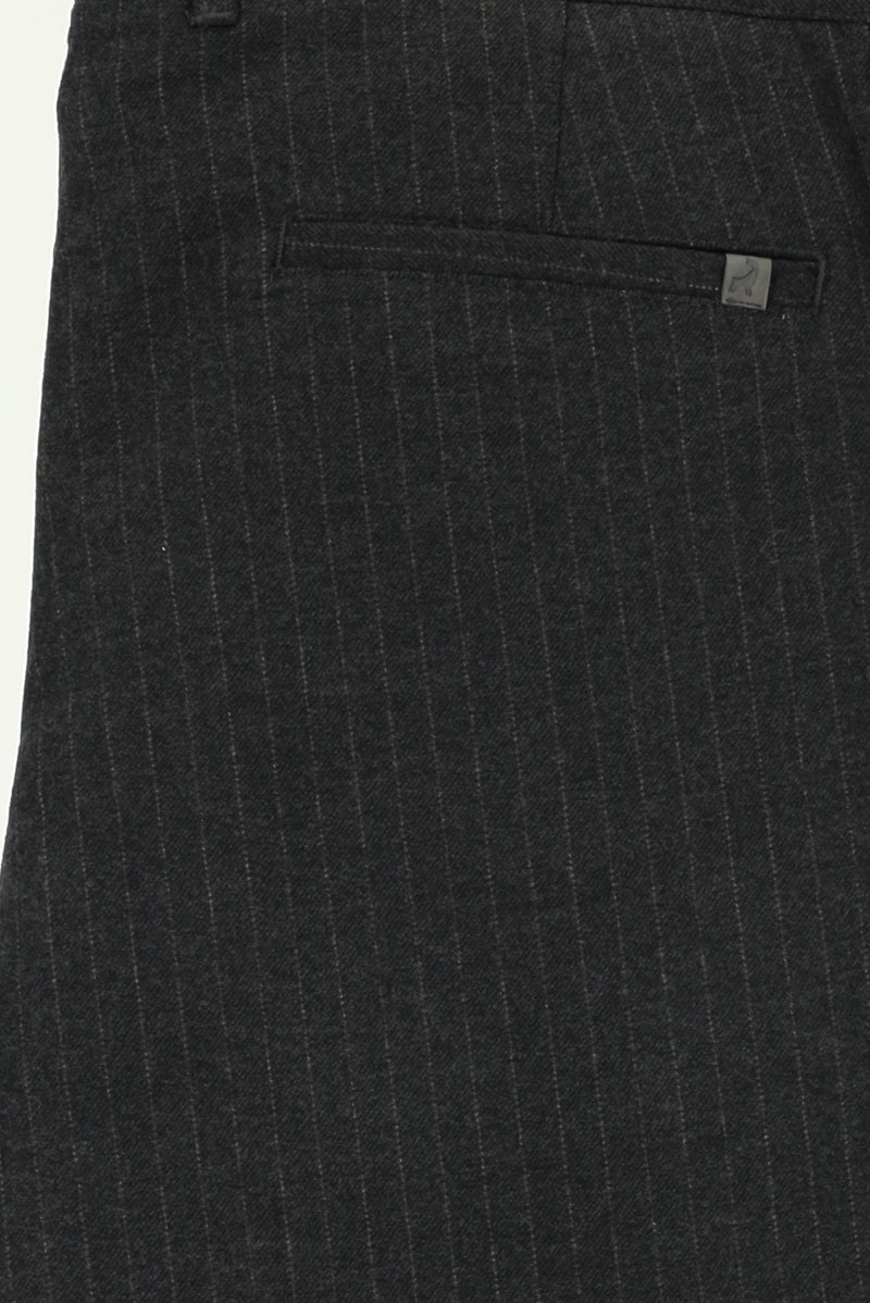 Orta Antrasit 7 Drop Slim Fit Dar Kesim Likralı Çizgili Kanvas / Chino Pantolon