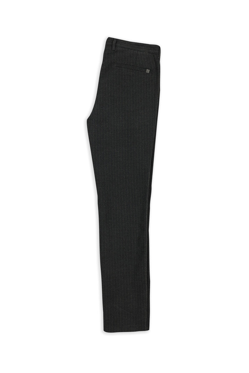 Orta Antrasit Slim Fit Dar Kesim Likral? Çizgili Kanvas / Chino Pantolon-Abdullah Ki??l?