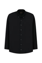 Siyah Uzun Kol Regular Fit Düğmeli Yaka Desenli Pamuk Gömlek