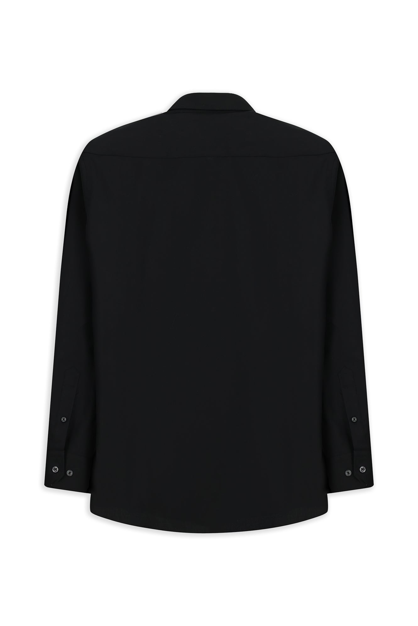 Siyah Uzun Kol Regular Fit Düğmeli Yaka Desenli Pamuk Gömlek