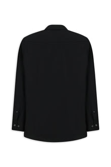 Siyah Uzun Kol Regular Fit Düğmeli Yaka Desenli Pamuk Gömlek