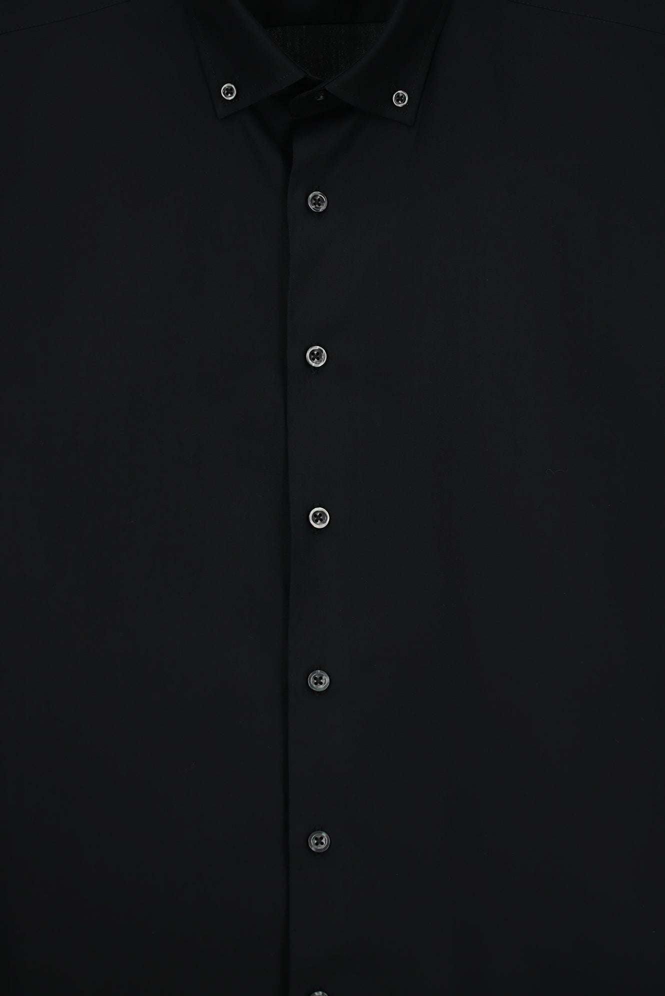 Siyah Uzun Kol Regular Fit Düğmeli Yaka Desenli Pamuk Gömlek